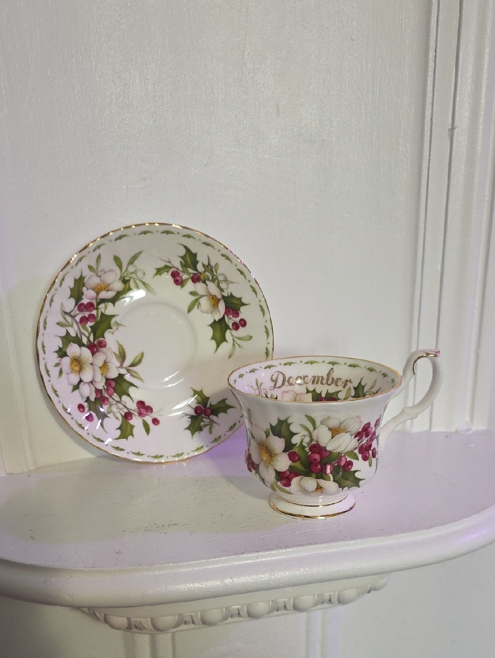 Royal Albert teacup and saucer from the "Flower of the Month" series, England